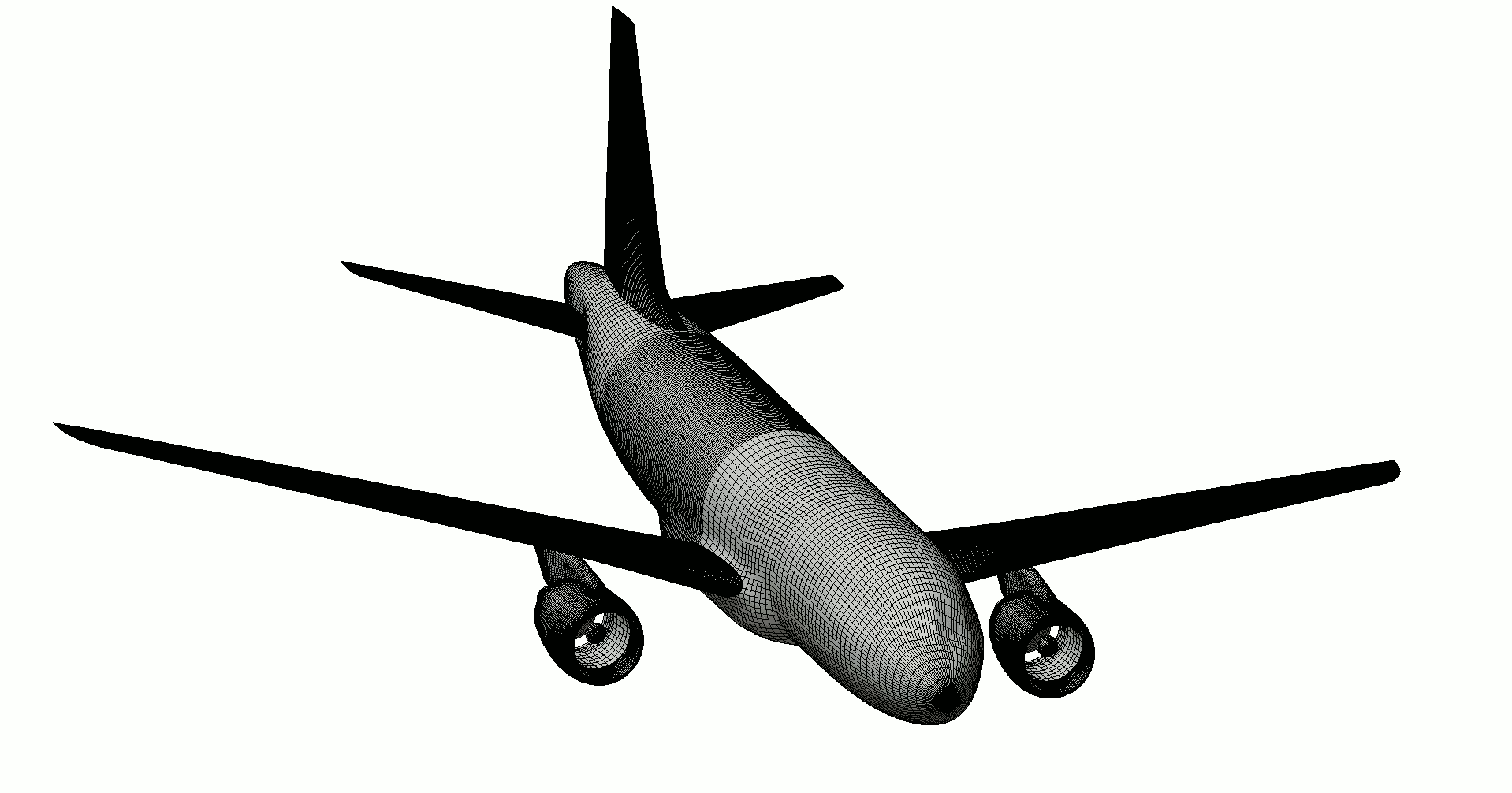 Mesh animation displays the anticipated heat point on aircraft structure in flight